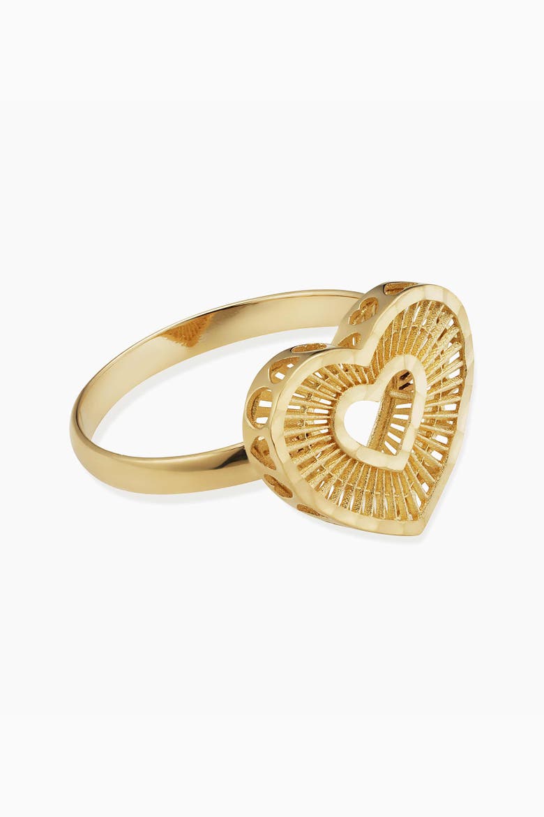 14K Gold Icon Heart Ring, Alternate, color, Yellow Gold