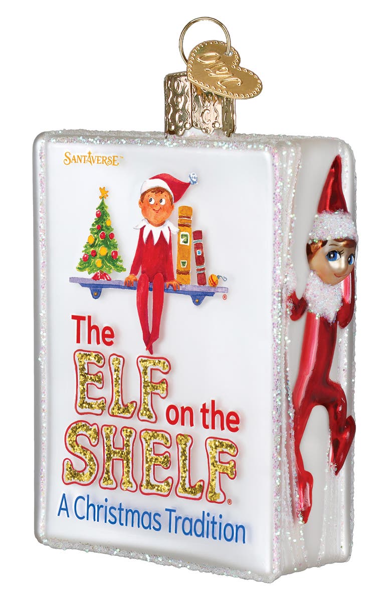 Old World Christmas The Elf On the Shelf Glass Ornament, Main, color, White/Red/Gold