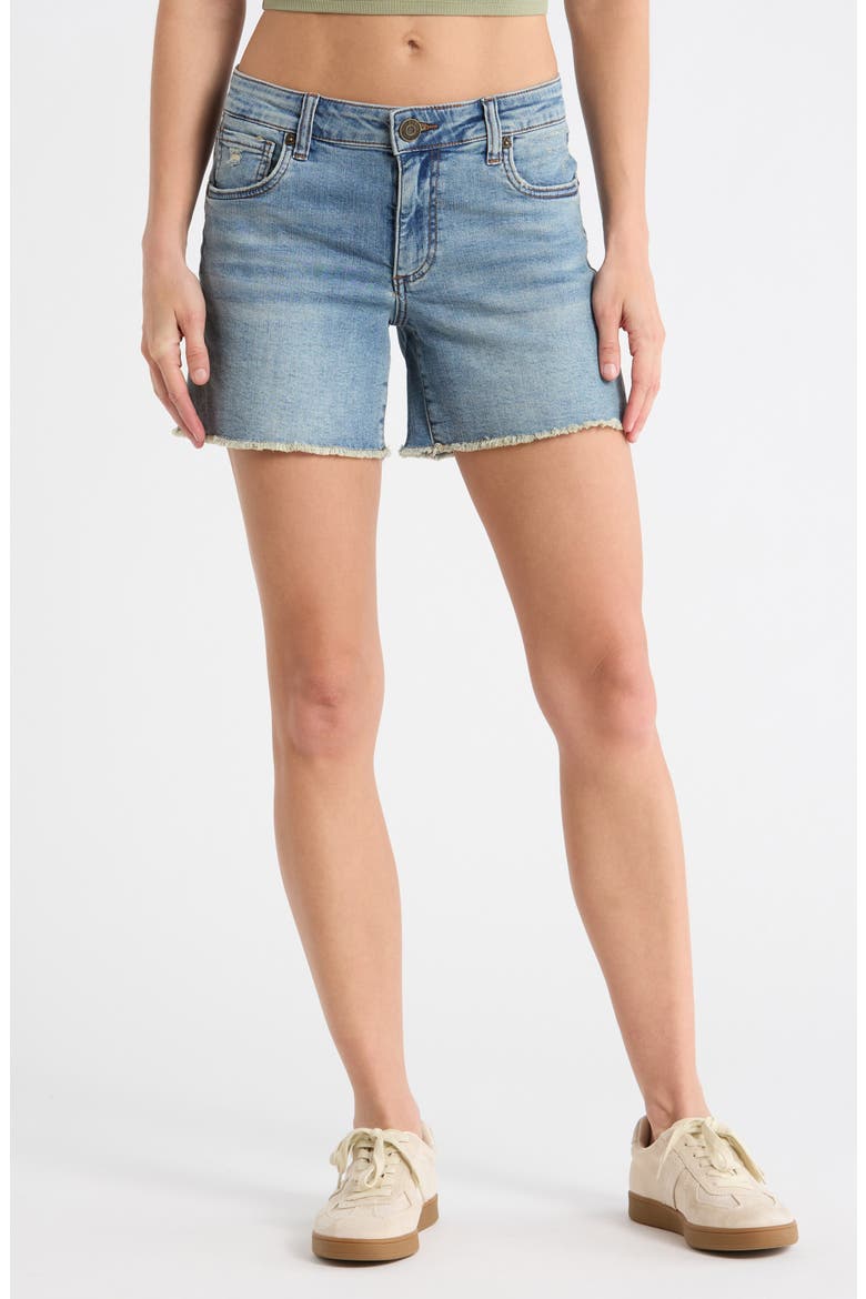Kity Frayed Denim Boyfriend Shorts, Main, color, ALLIUM