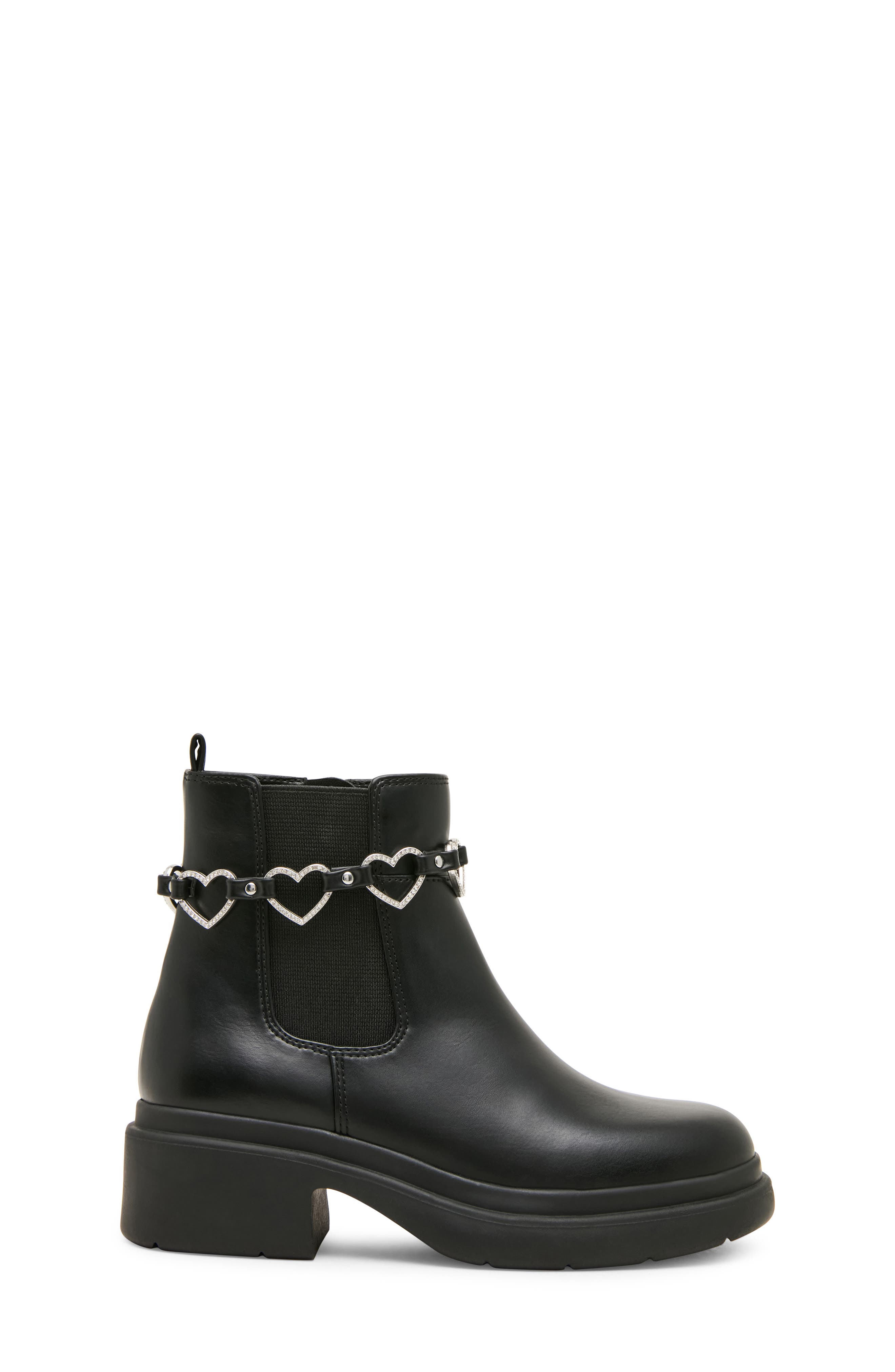 Kids' Jwalden Heart Chain Chelsea Boot, Alternate, color, BLACK