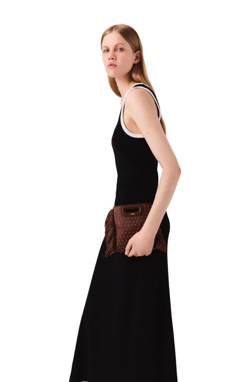 Maje Stretch-cotton Ribbed Maxi Dress In Black