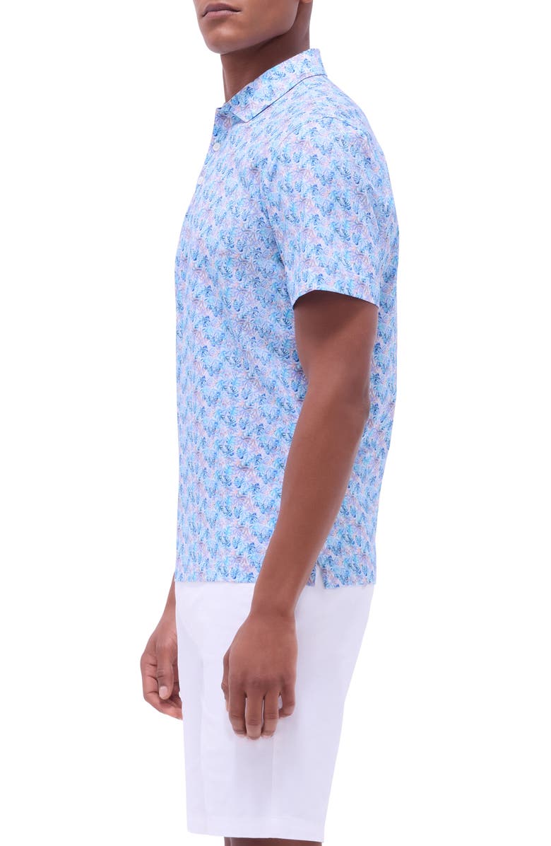 Bugatchi Victor OoohCotton<sup>®</sup> Leaf Print Polo, Alternate, color, Turquoise