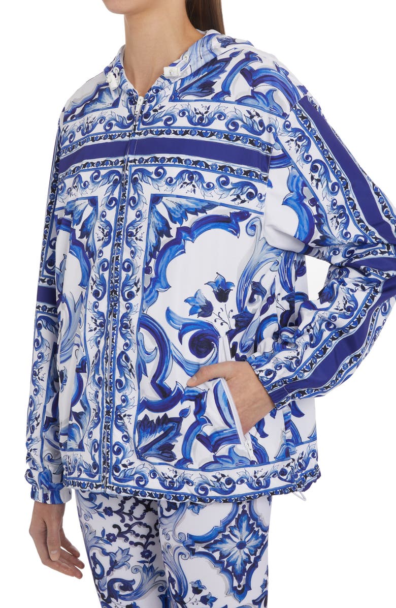 Dolce&Gabbana Blu Mediterraneo Hooded Windbreaker, Alternate, color, 