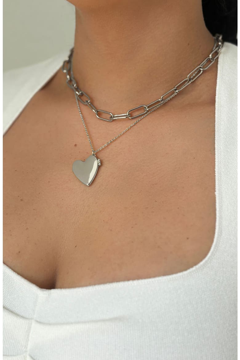 Heart Locket Pendant Necklace, Alternate, color, SILVER