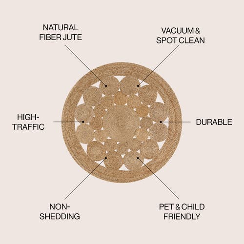 Jonathan Y Cassia Round Natural Jute Boho Circle Natural Round Area Rug In Natural