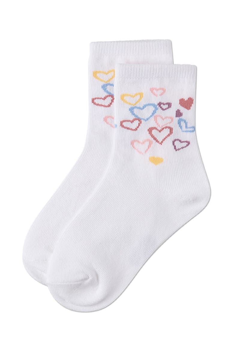 Overlapping Fun Hearts Novelty Crew Sock, Alternate, color, White