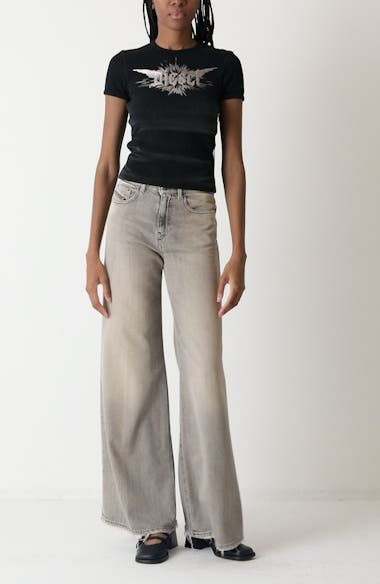 パンツ DIESEL - distressed hem flare pants DIESEL® 1978 D-Akemi Distressed Flare Leg Jeans | Nordstrom