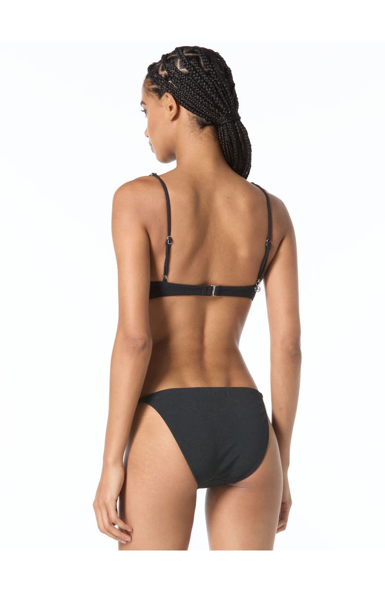 MICHAEL Michael Kors Oval Link Crepe Solids Bralette Top, Alternate, color, Black