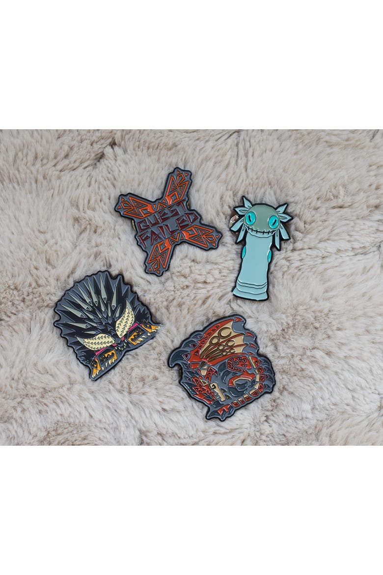 Monster Hunter World Collectible Enamel Pins | Set of 4 | Toynk Exclusive, Alternate, color, Blue
