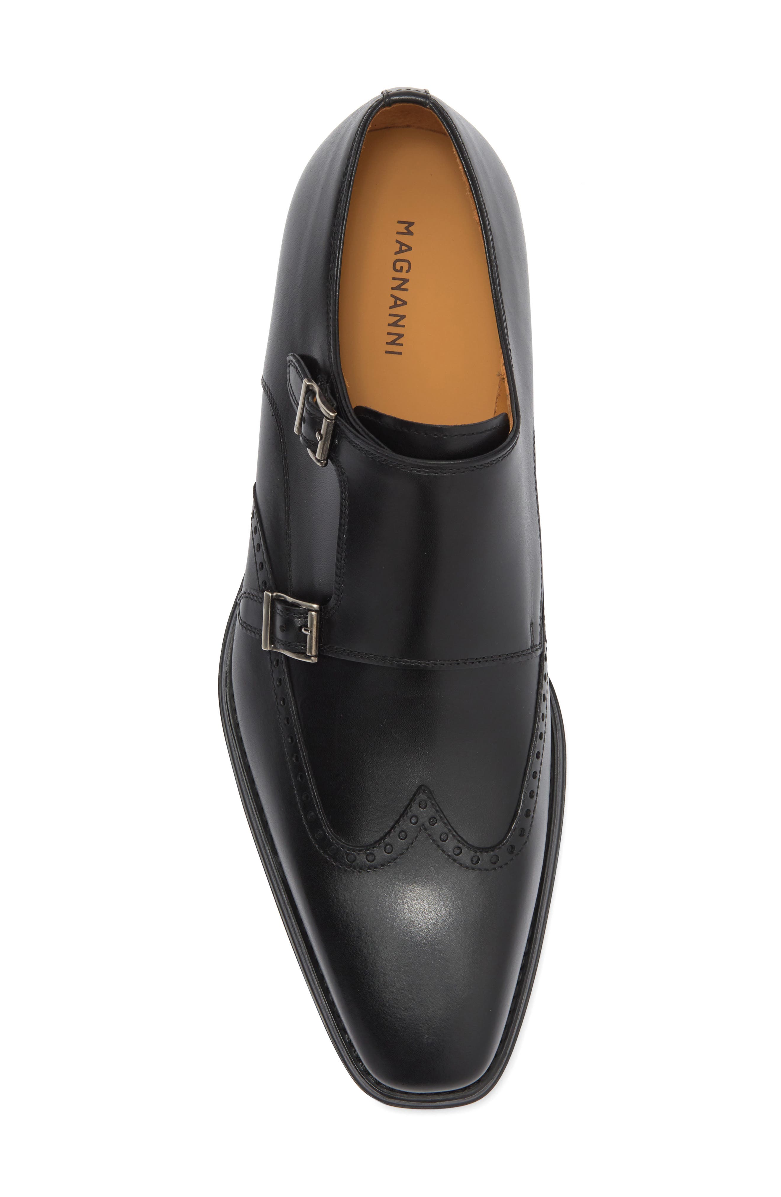 Magnanni Helios Wing Double Monk Strap Shoe, Alternate, color, Black