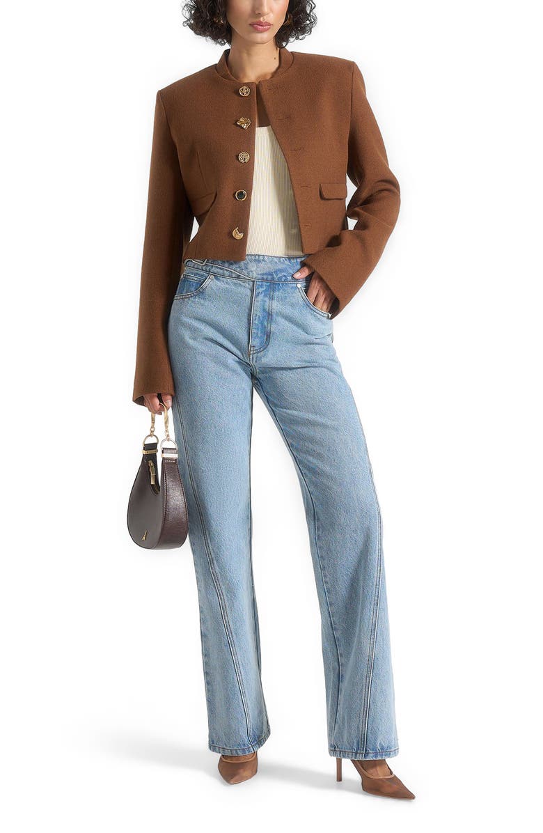 Manière De Voir Evana Structured Wool Jacket With Mixed Buttons, Main, color, Rust