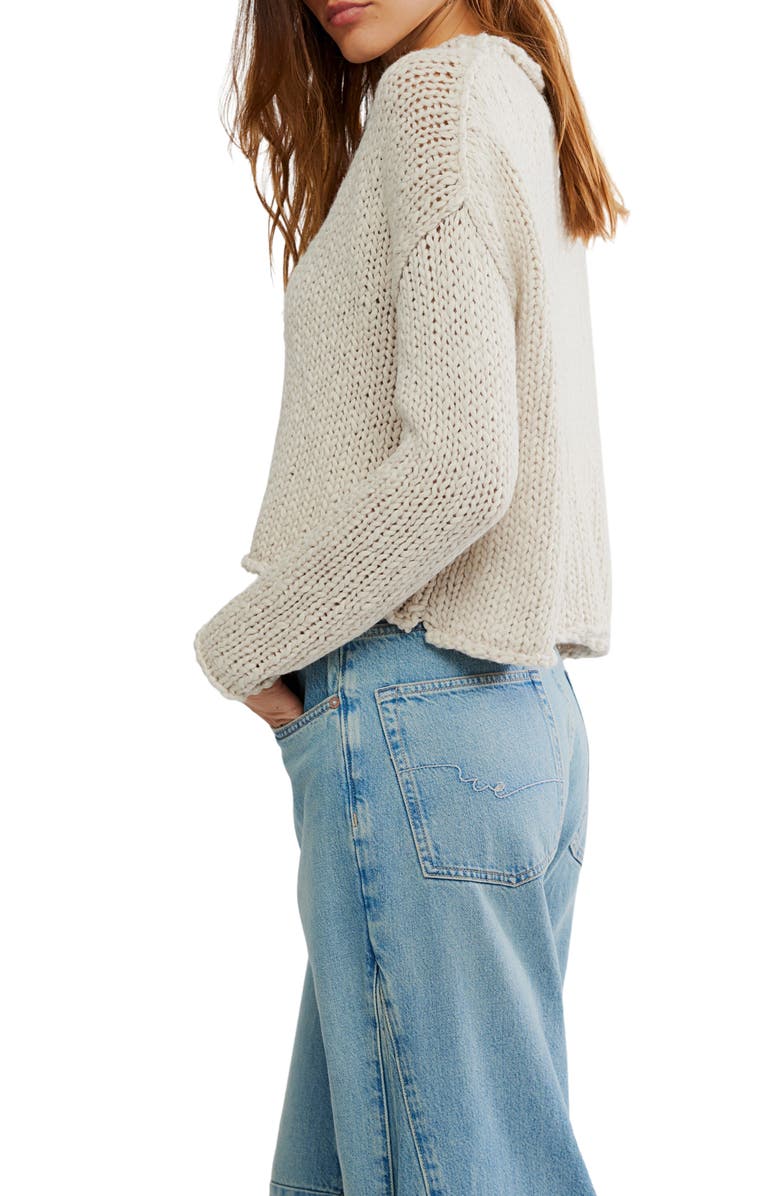 Free People Opal Roll Neck Crop Sweater, Alternate, color, Tea