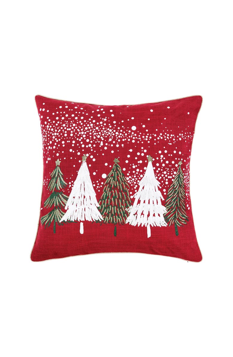 C&F Home Snowy Trees Christmas Pillow, Main, color, Red