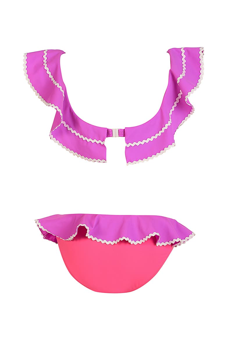Vibrant Tiered Scalloped with Ric-Rac Edging Two-Piece Bikini, Alternate, color, Purple