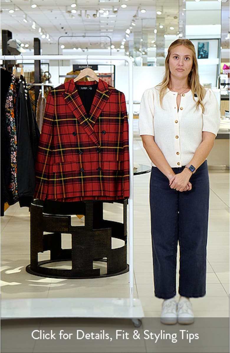 Plaid Double Breasted Wool Blend Blazer, sales video thumbnail