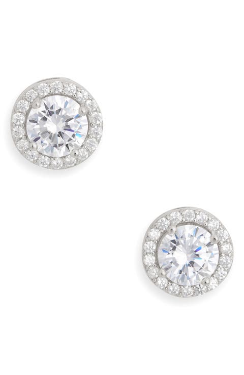 CZ Pavé Button Stud Earrings