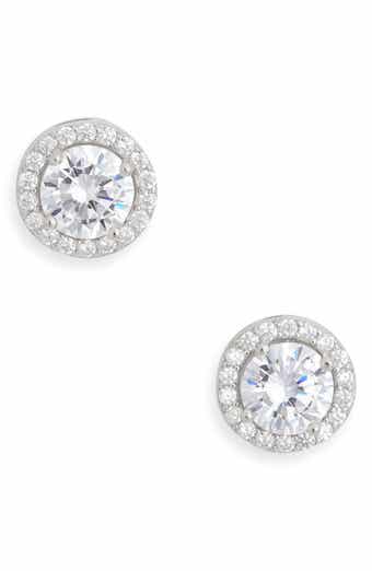 CZ Pavé Button Stud Earrings