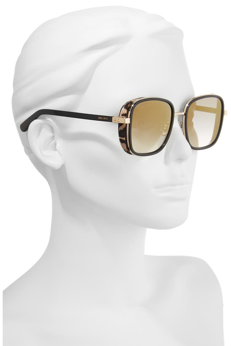Elva 54mm Square Sunglasses, Alternate, color, BLACK/ GOLD/ LEOPARD