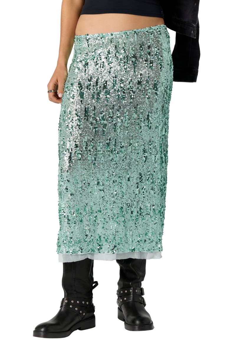 Intimately FP Party Trick Sequin Midi Skirt, Main, color, FAIREST JADE