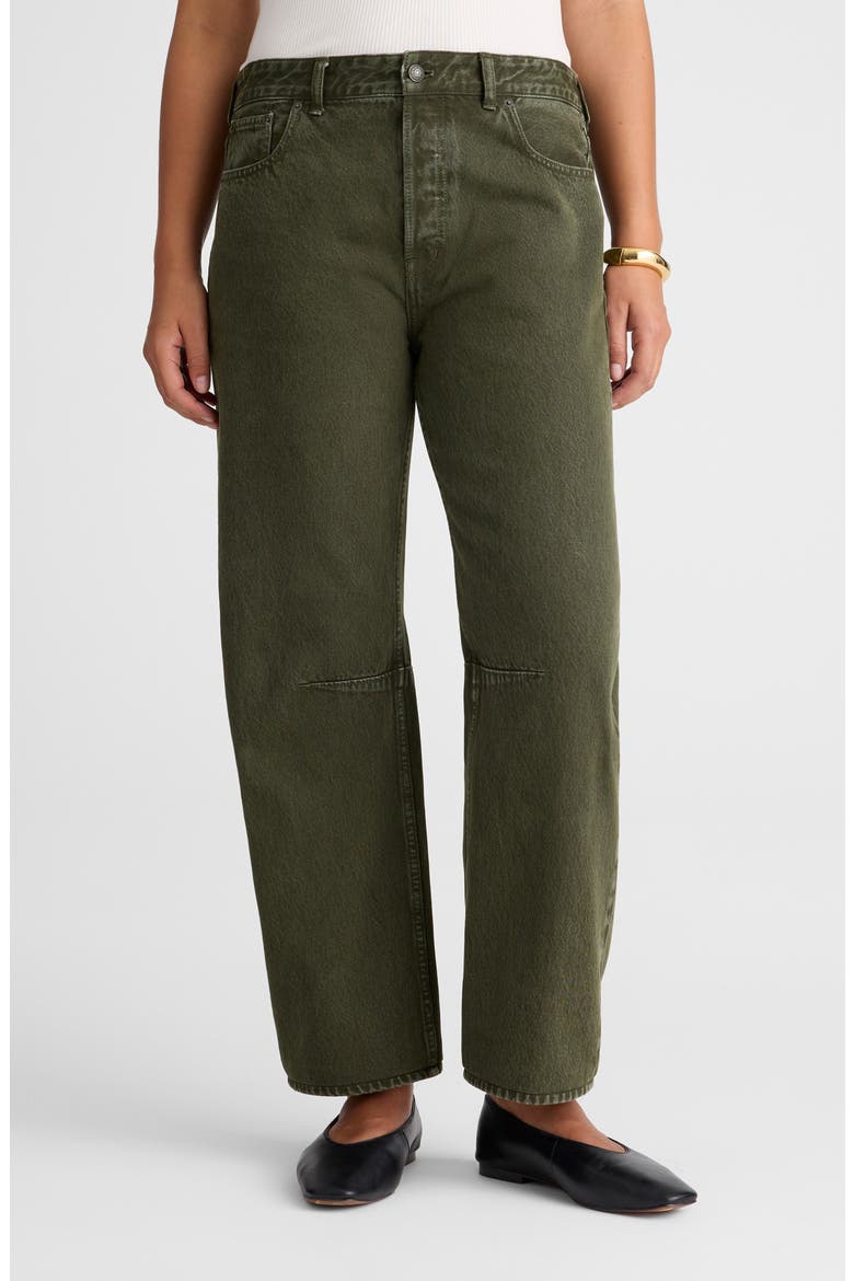 Darted Barrel Leg Jeans, Alternate, color, MOSSY UMBER