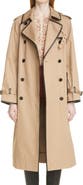 Saint Laurent Leather Trimmed Gabardine Trench Coat