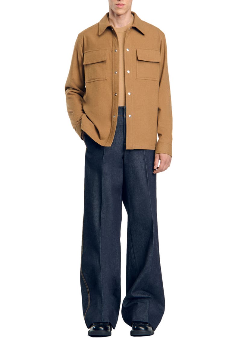 SANDRO Wool overshirt, Alternate, color, 