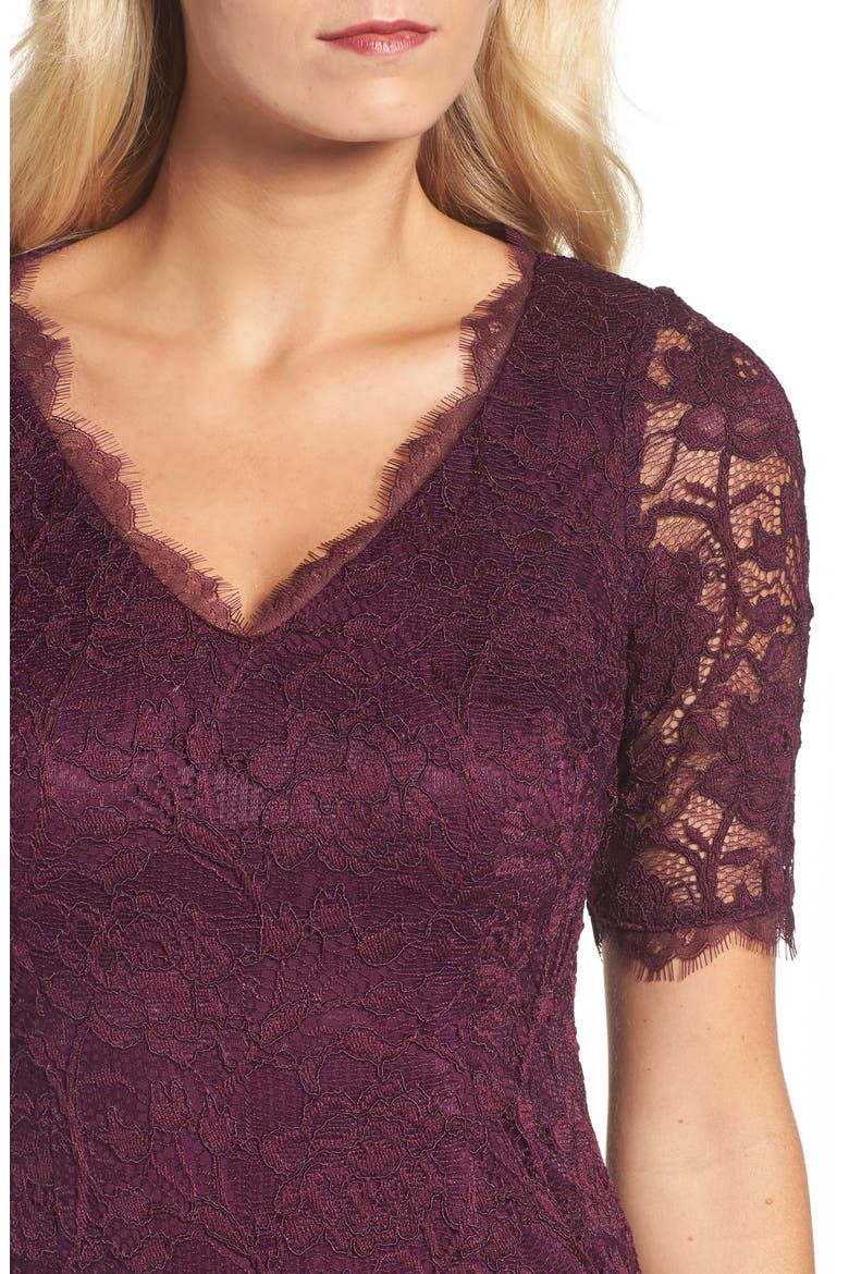 Rose Lace Sheath Dress, Alternate, color, MULBERRY