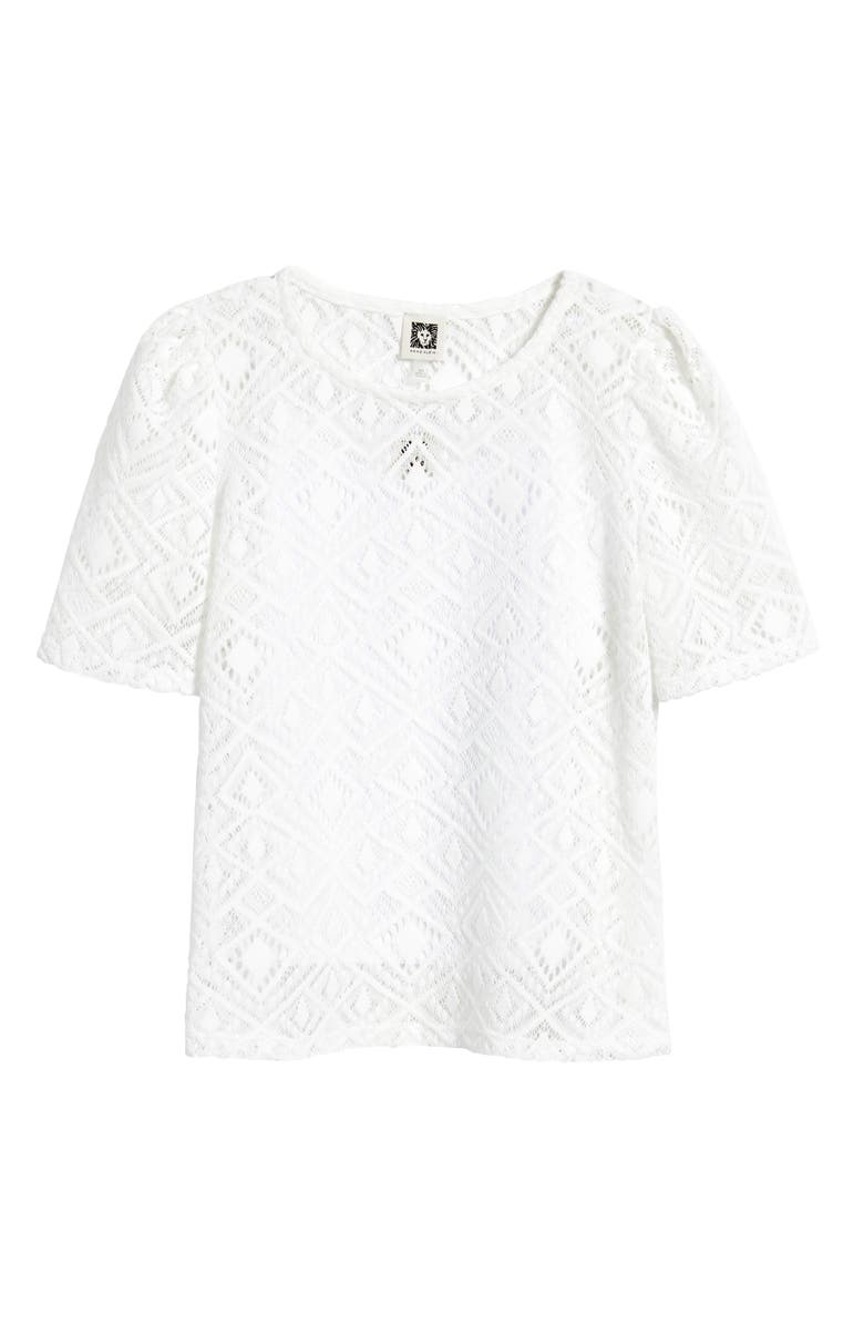 Anne Klein Diamond Lace Short Sleeve Top, Alternate, color, 