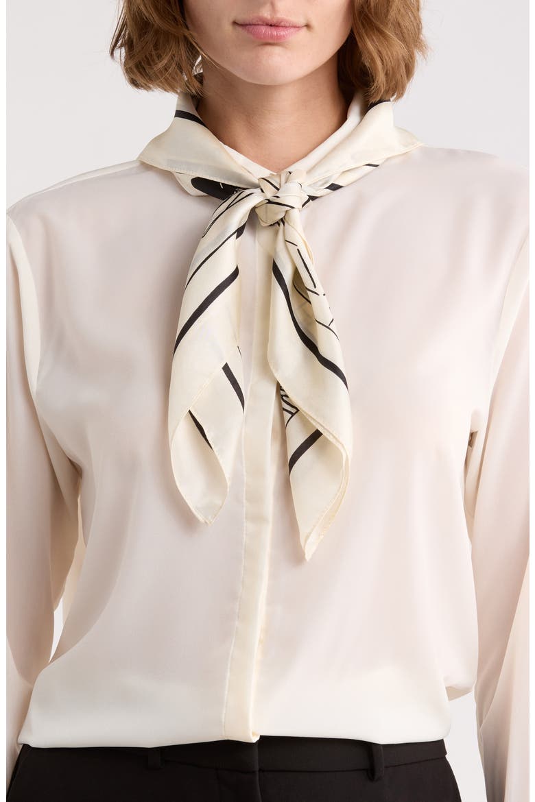summer party scene silk square scarf, Main, color, CREAM BLACK