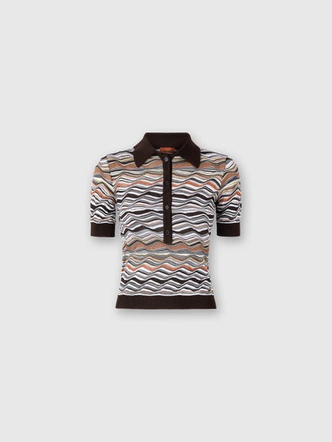 Short Sleeve Polo With Wave Pattern