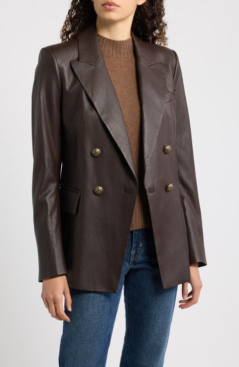 Alyson Faux Leather Double Breasted Blazer