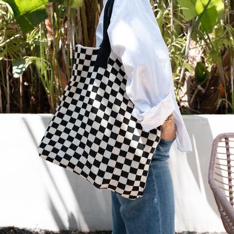 Checkered Sweater Tote Bag