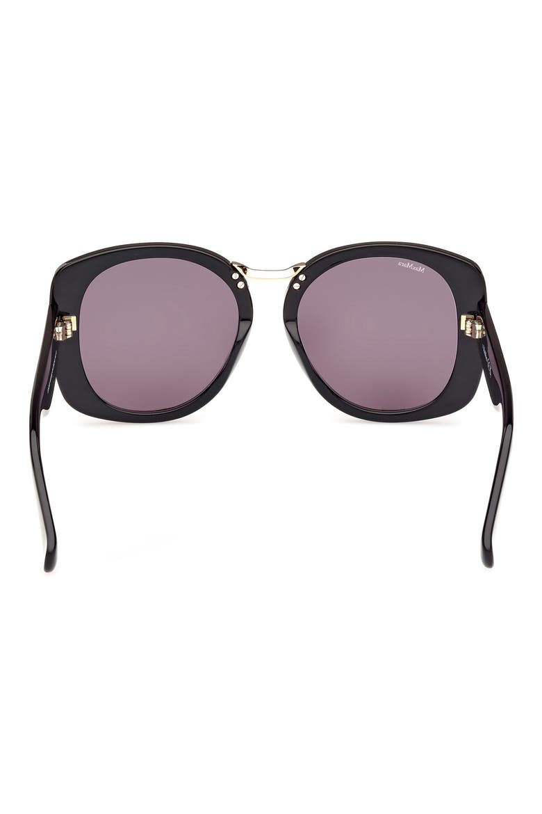 55mm Round Sunglasses, Alternate, color, SHINY BLACK / SMOKE