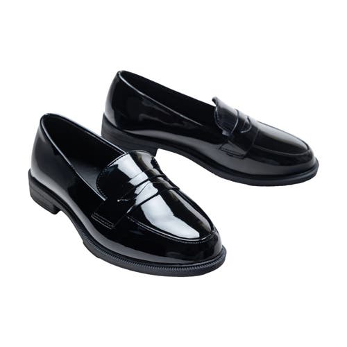 Moustache Patent-finish Penny Loafers In Black