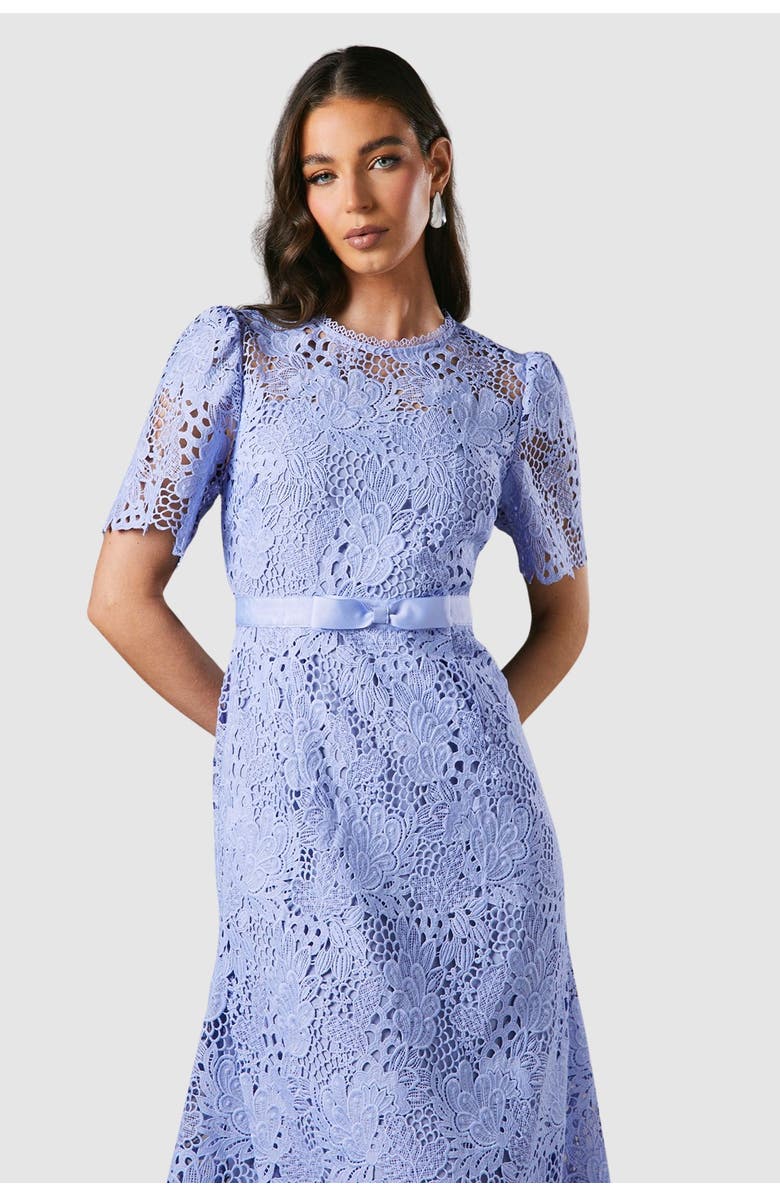 Coast Lace Midi Dress With Bow Belt, Alternate, color, Lavender