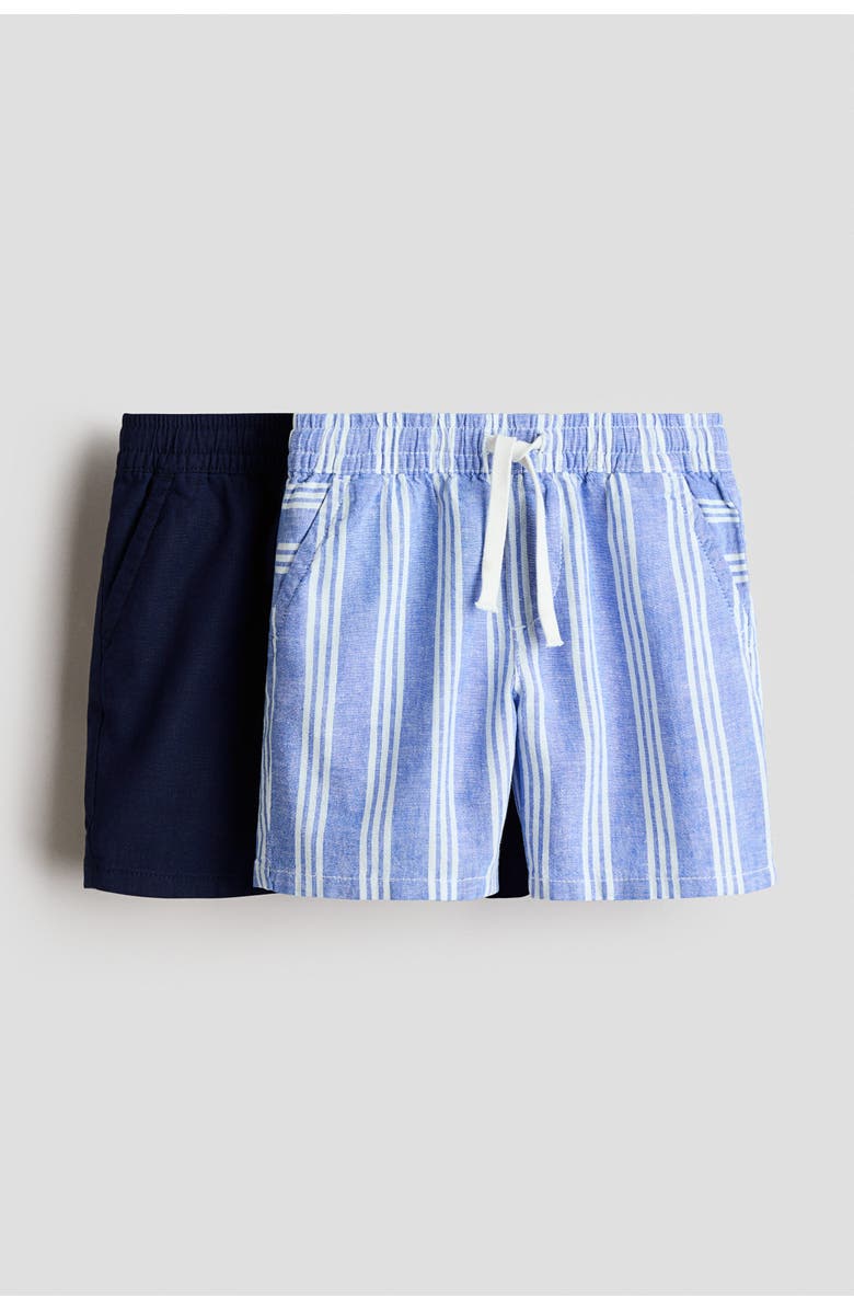 H&M 2-pack linen-blend shorts, Alternate, color, Blue/Striped