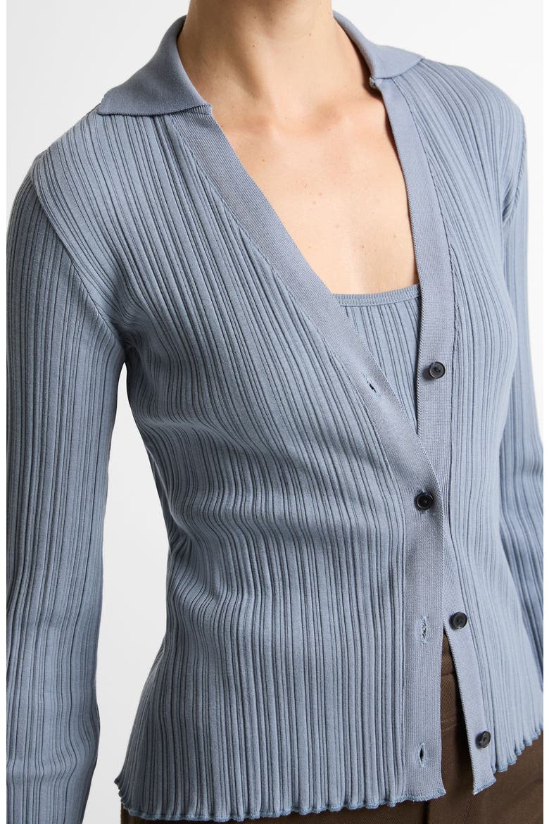Johnny Collar Rib Cardigan, Alternate, color, AZUL