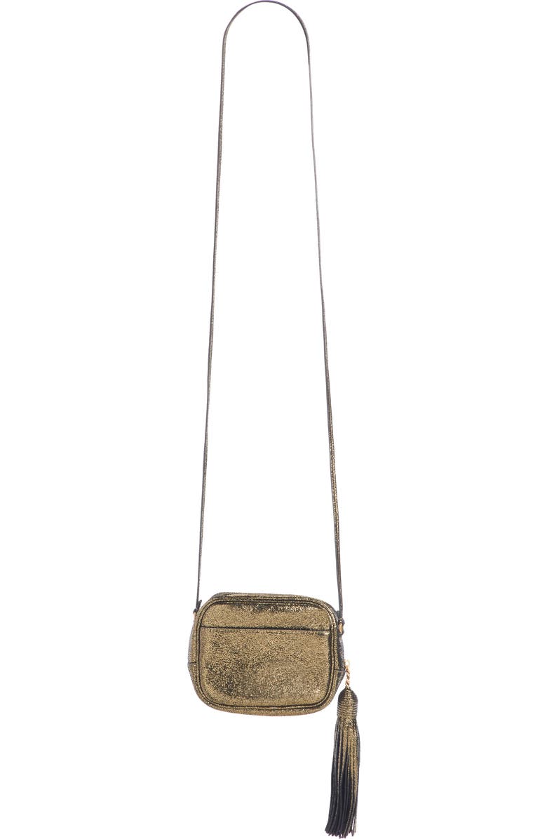 Saint Laurent Mini Blogger Metallic Crackled Leather Crossbody Bag, Alternate, color,