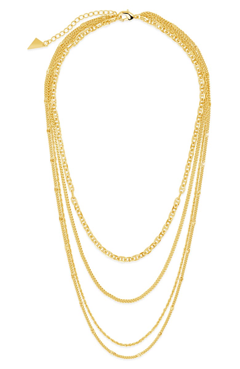 Sterling Forever Lulu Layered Chain Necklace, Alternate, color, Gold