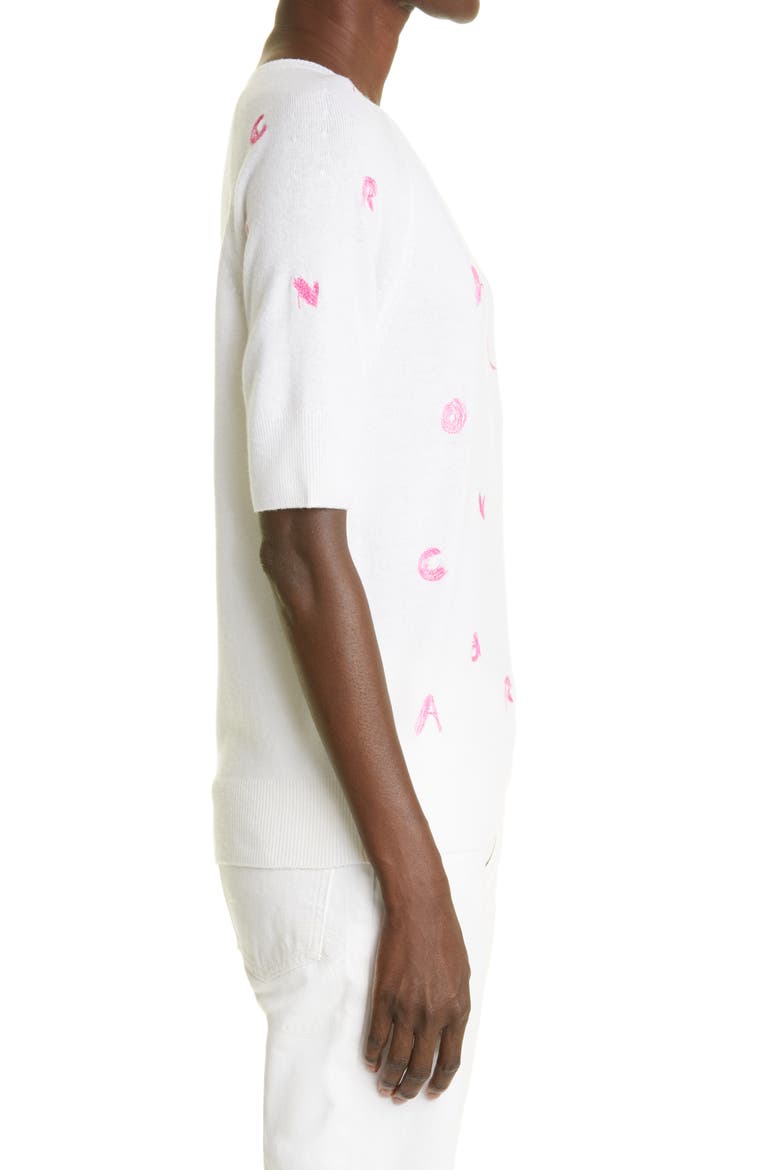 Embroidered Letter Knit Cashmere Top, Alternate, color, IVORY MULTI