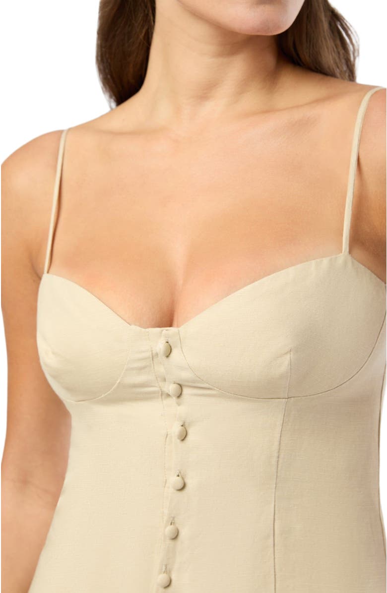 Onia Air Linen Corset Midi Dress, Alternate, color, Jute