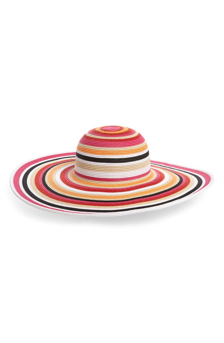 Nordstrom Ombré Stripe Floppy Straw Hat, Main, color, 
