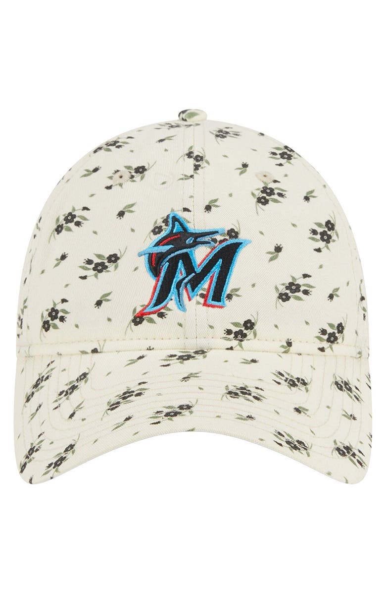 New Era Women's New Era Cream Miami Marlins Chrome Bloom 9TWENTY Adjustable Hat, Alternate, color, Cream