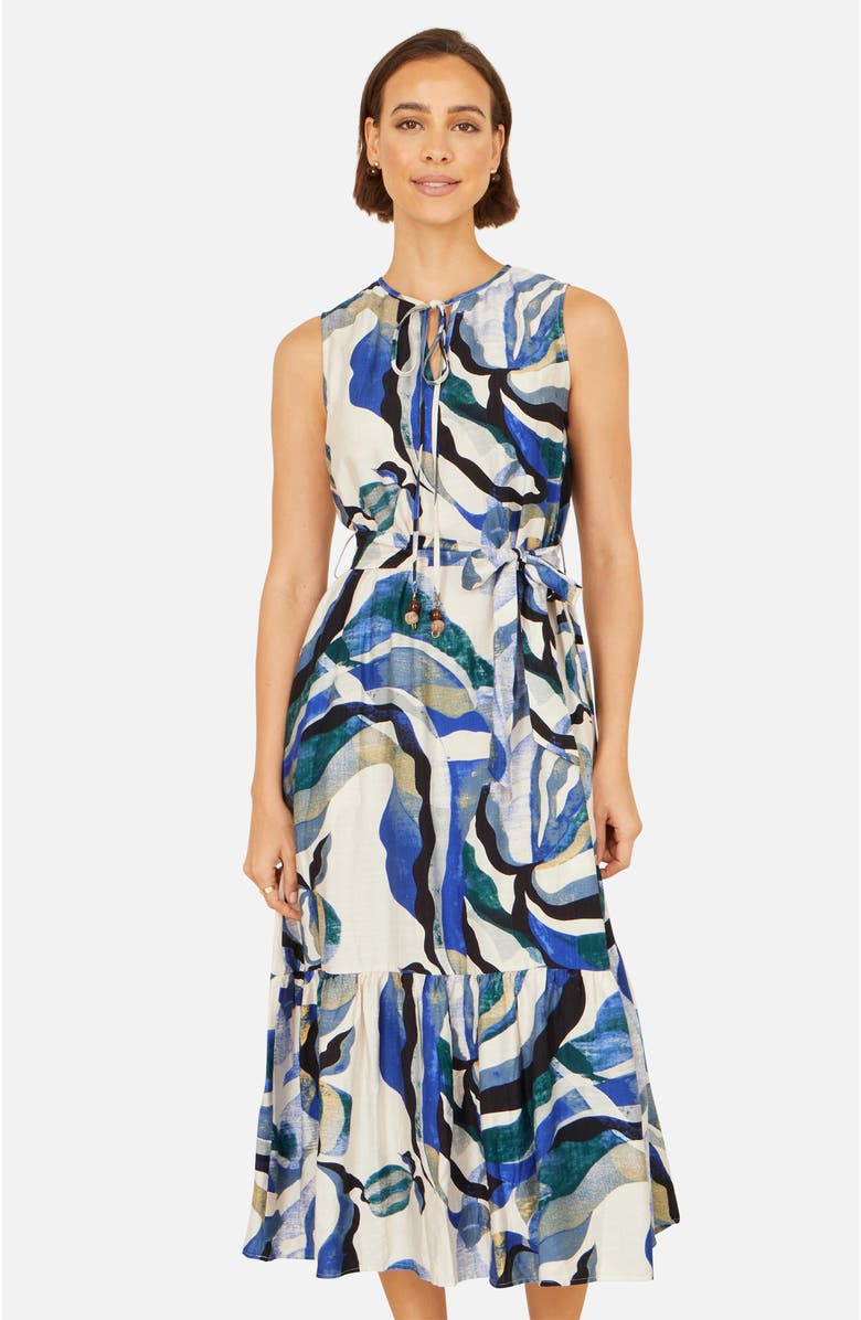 Yumi Swirl Print Midi Dress, Alternate, color, Blue