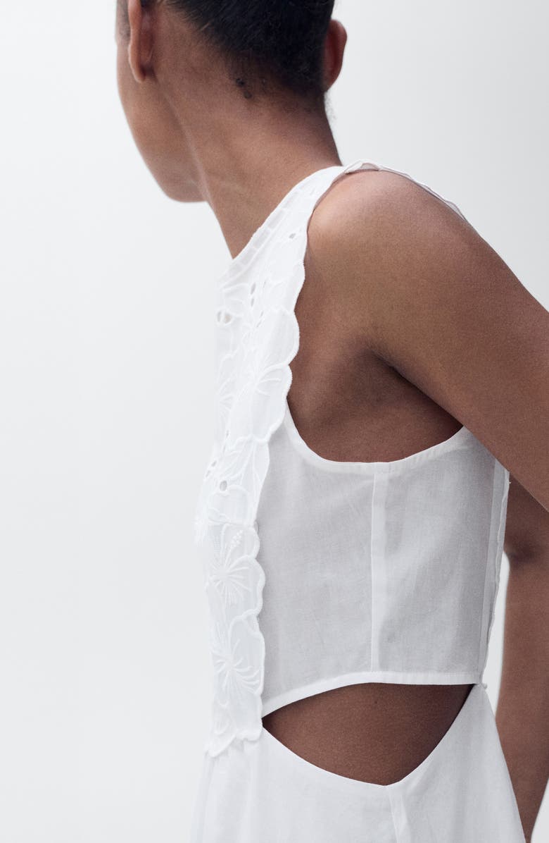 MANGO Embroidered Eyelet Sleeveless Maxi Dress, Alternate, color,