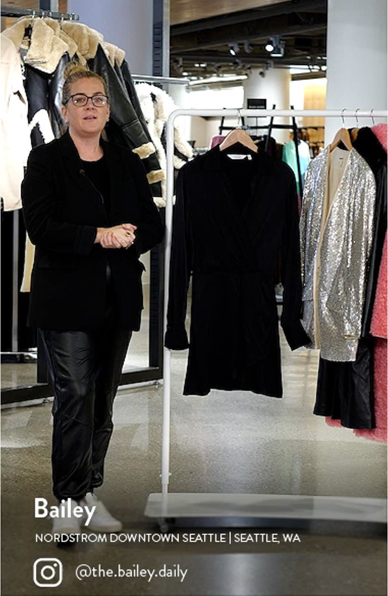 Mini Faux Wrap Satin Shirtdress, sales video thumbnail