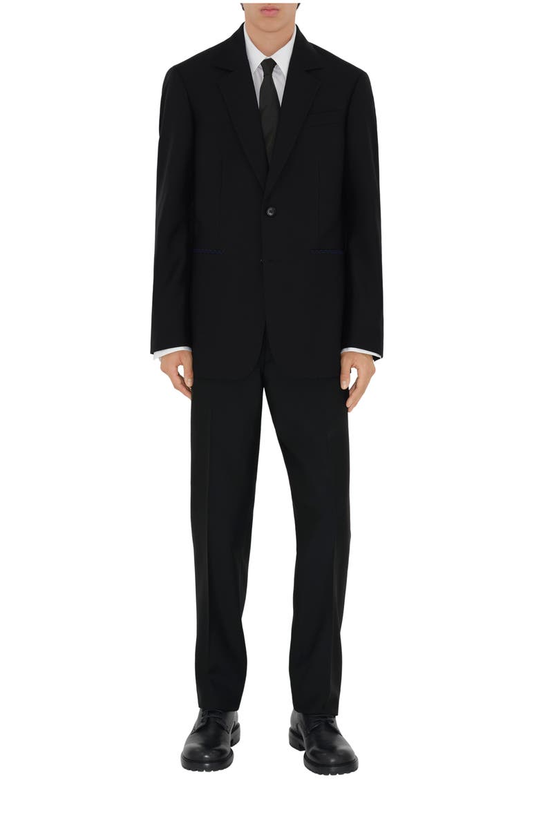 Burberry Wool Tailored Trousers, Main, color, Black