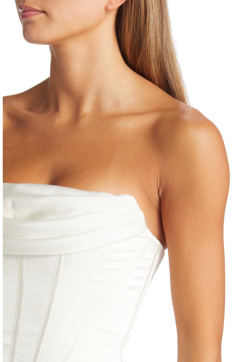 Sienna Strapless Satin Corset Dress, Alternate, color, IVORY