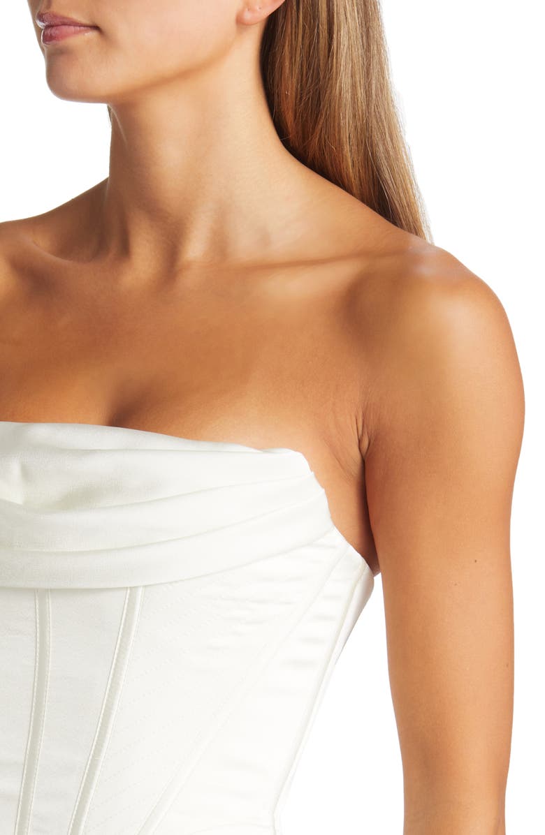 HOUSE OF CB Sienna Strapless Satin Corset Dress, Alternate, color, Ivory