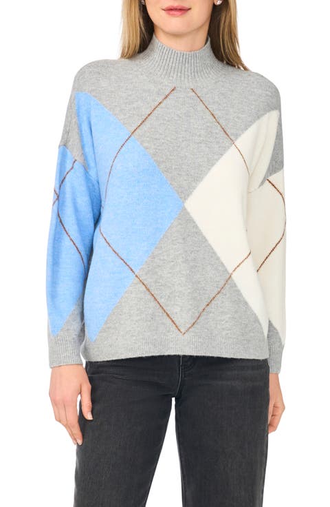 Argyle Mock Neck Sweater